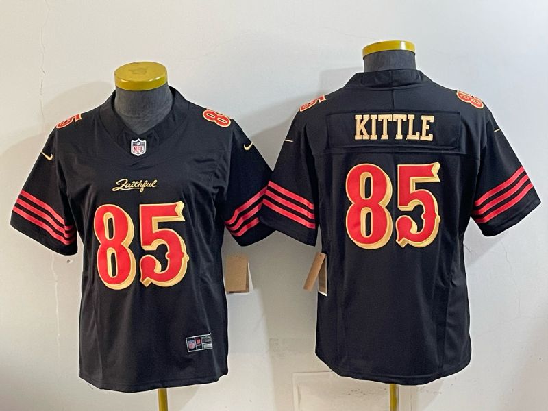 Youth 2026 San Francisco 49ers #85 Kittle Black gold Nike Limited NFL Jersey style 01
